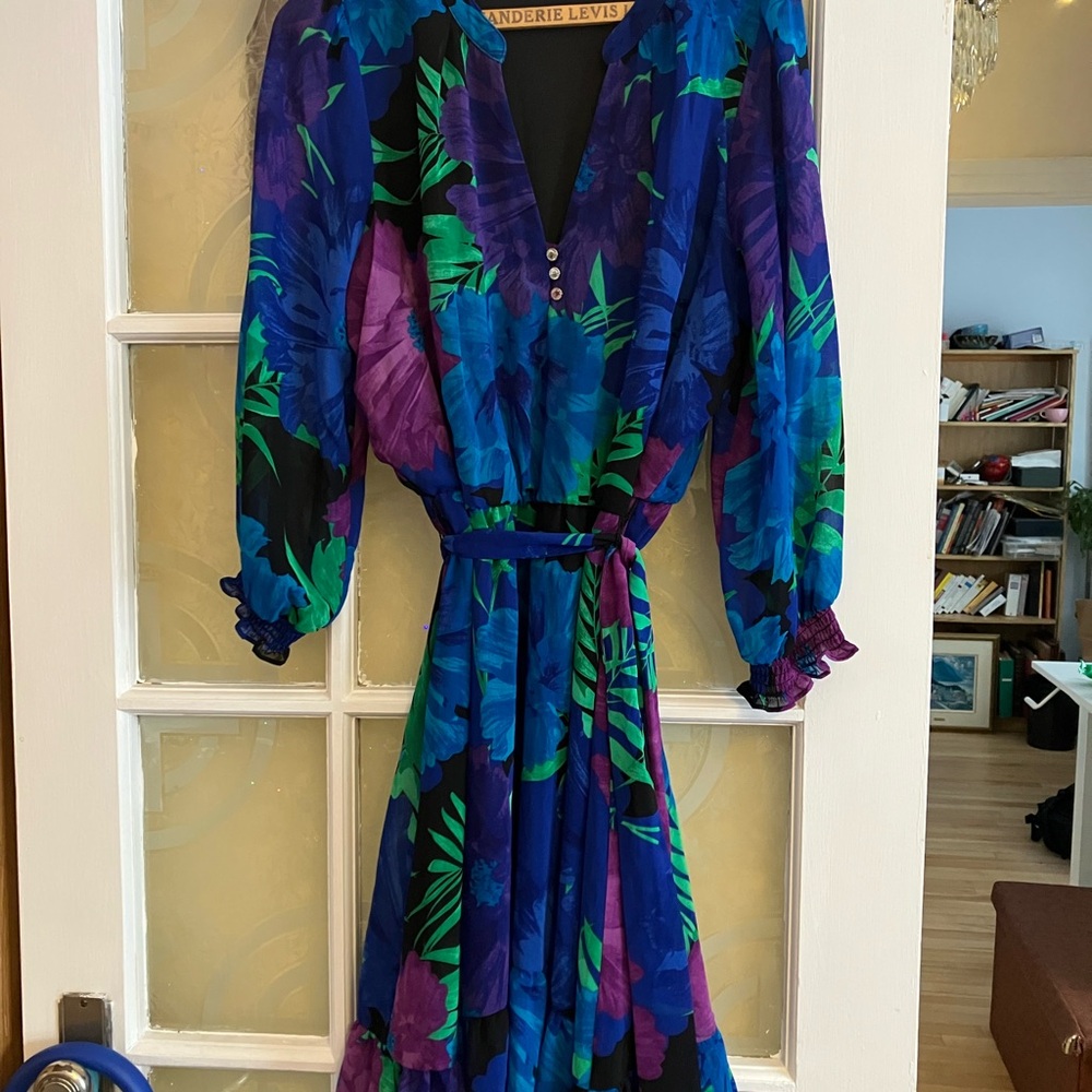 Vibrant Blue & Purple Floral Wrap Dress